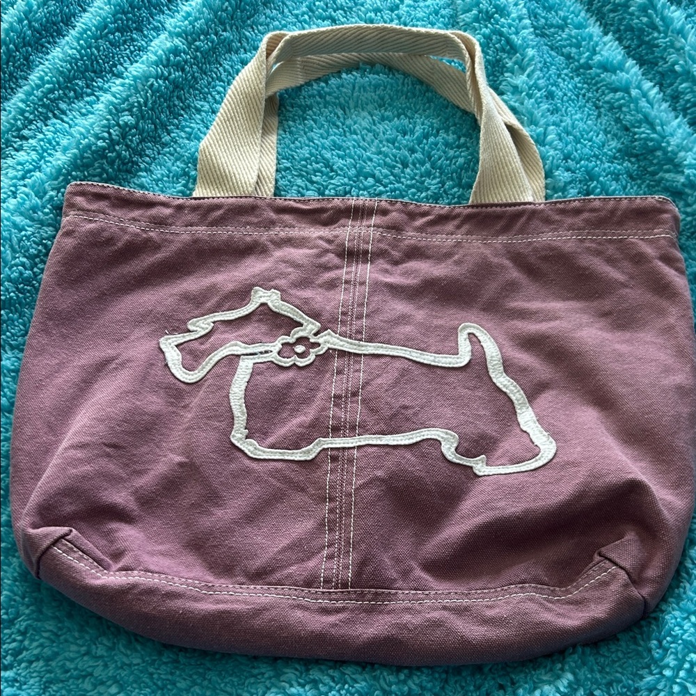 Purple Tote Bag with Dog Outline